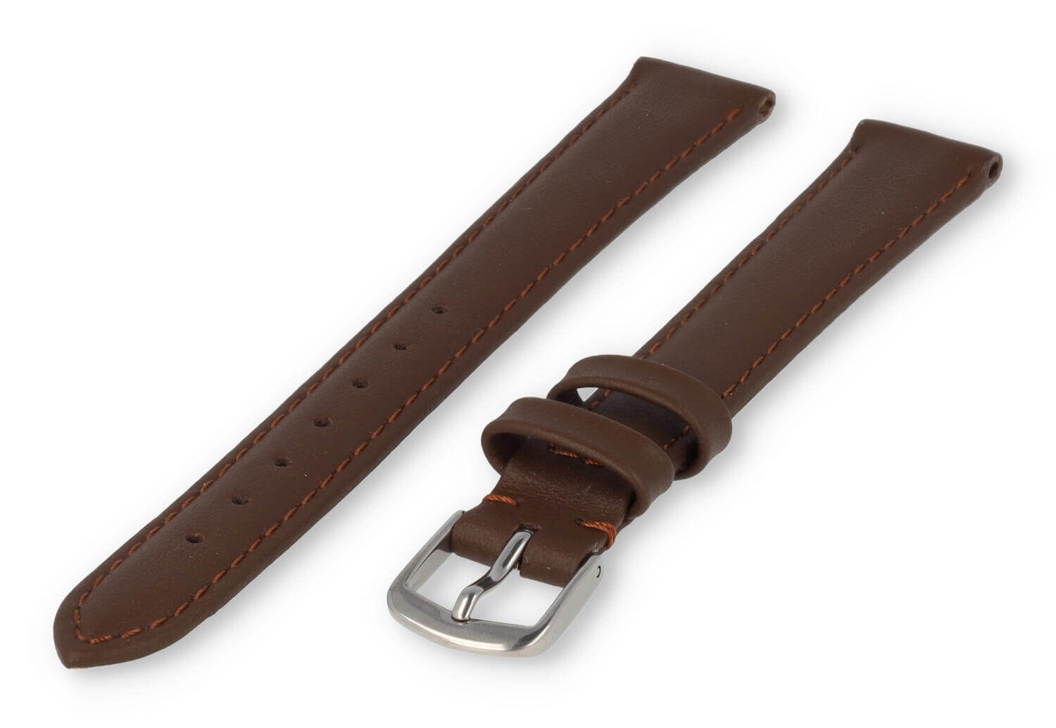 XL watch strap smooth leather - 16mm - dark brown