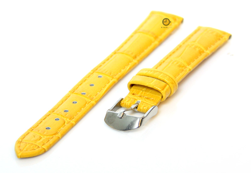 Watchstrap 16mm yellow leather croco
