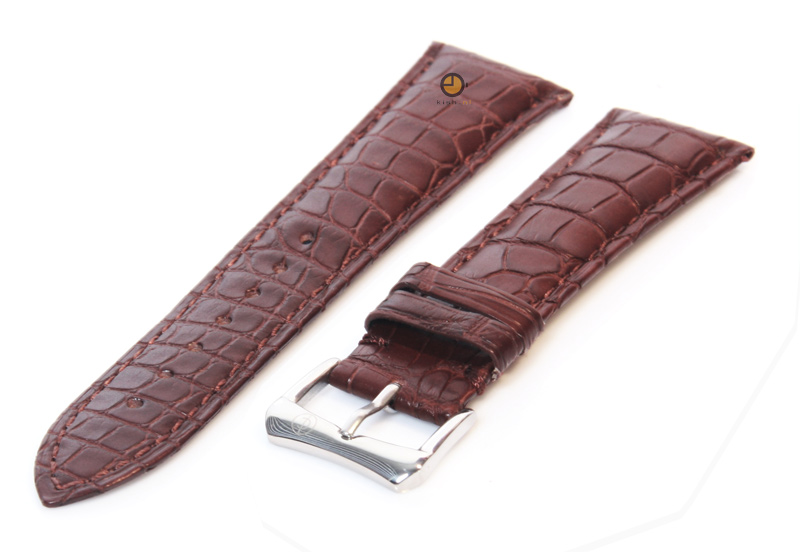 Matte watchstrap 22mm brown crocodile leather