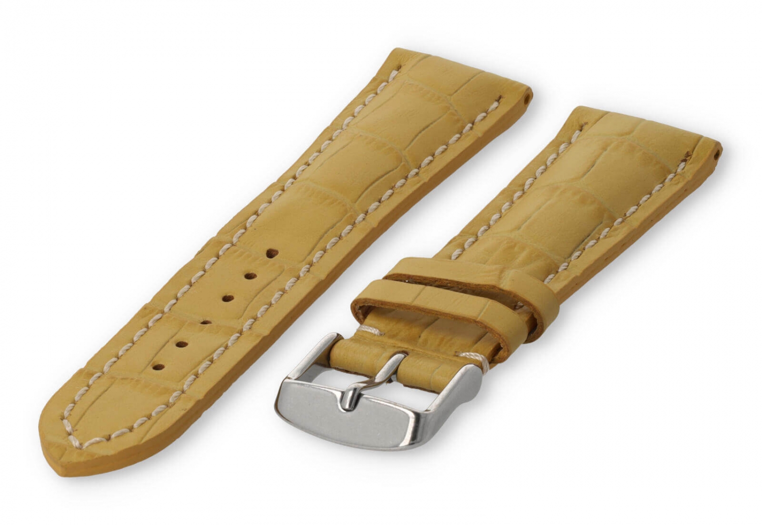 Watch band with crocoprint 24mm yellow leather