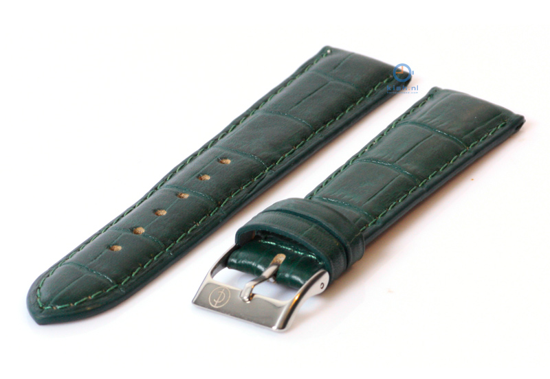 Watchstrap 20mm green leather croco