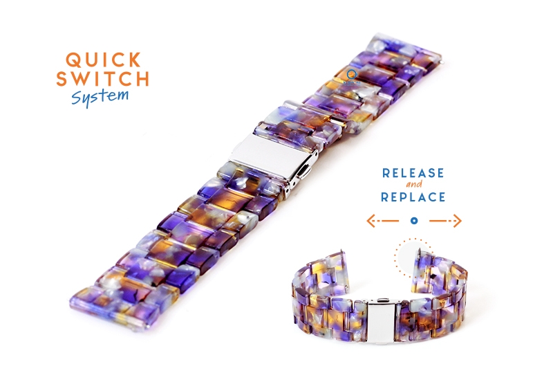 watchstrap 20mm resin turtle purple/yellow