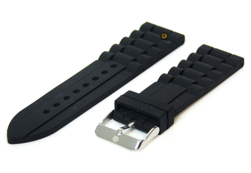 Flexible watchstrap 22mm black silicone