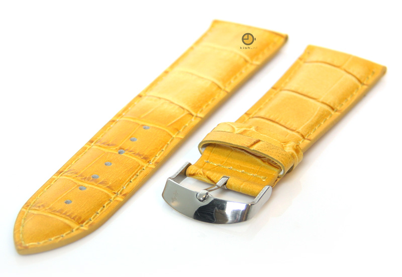 Watchstrap 22mm Yellow leather croco