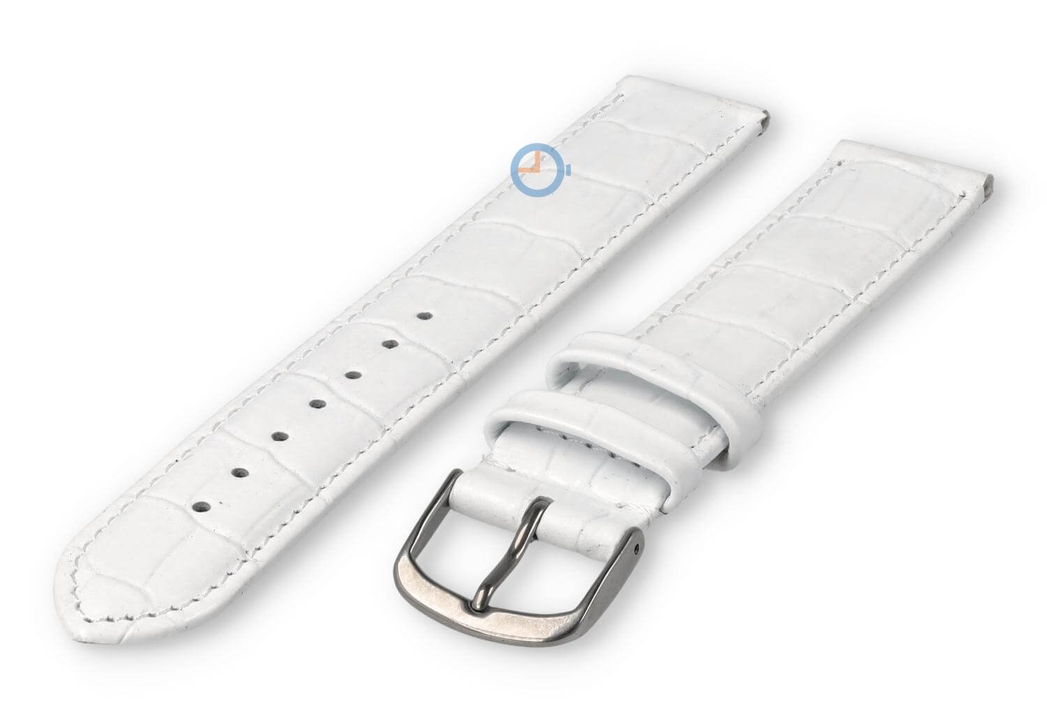 Extra-long crocoleather strap - 18mm - white