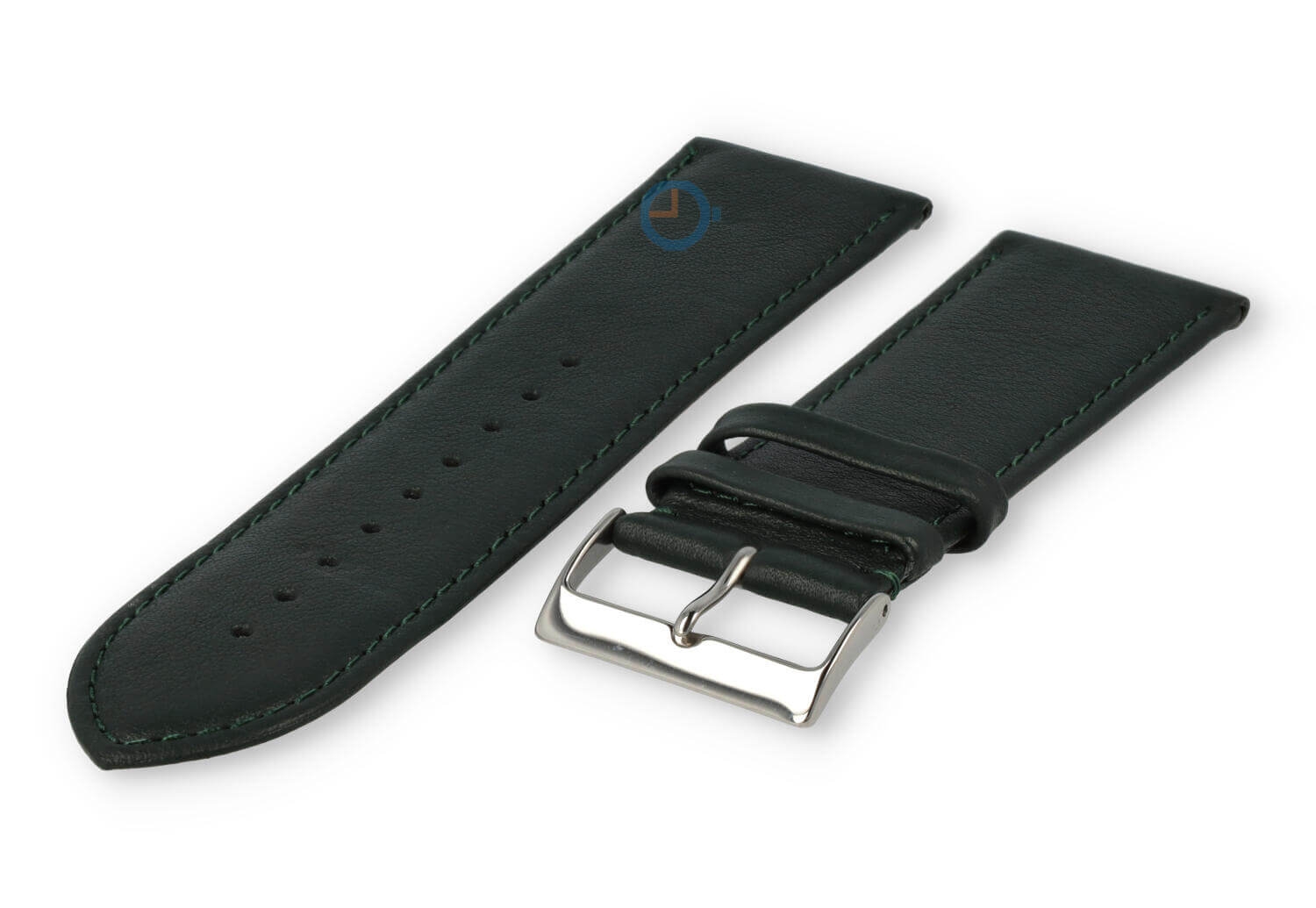 28mm watch strap smooth leather - dark green