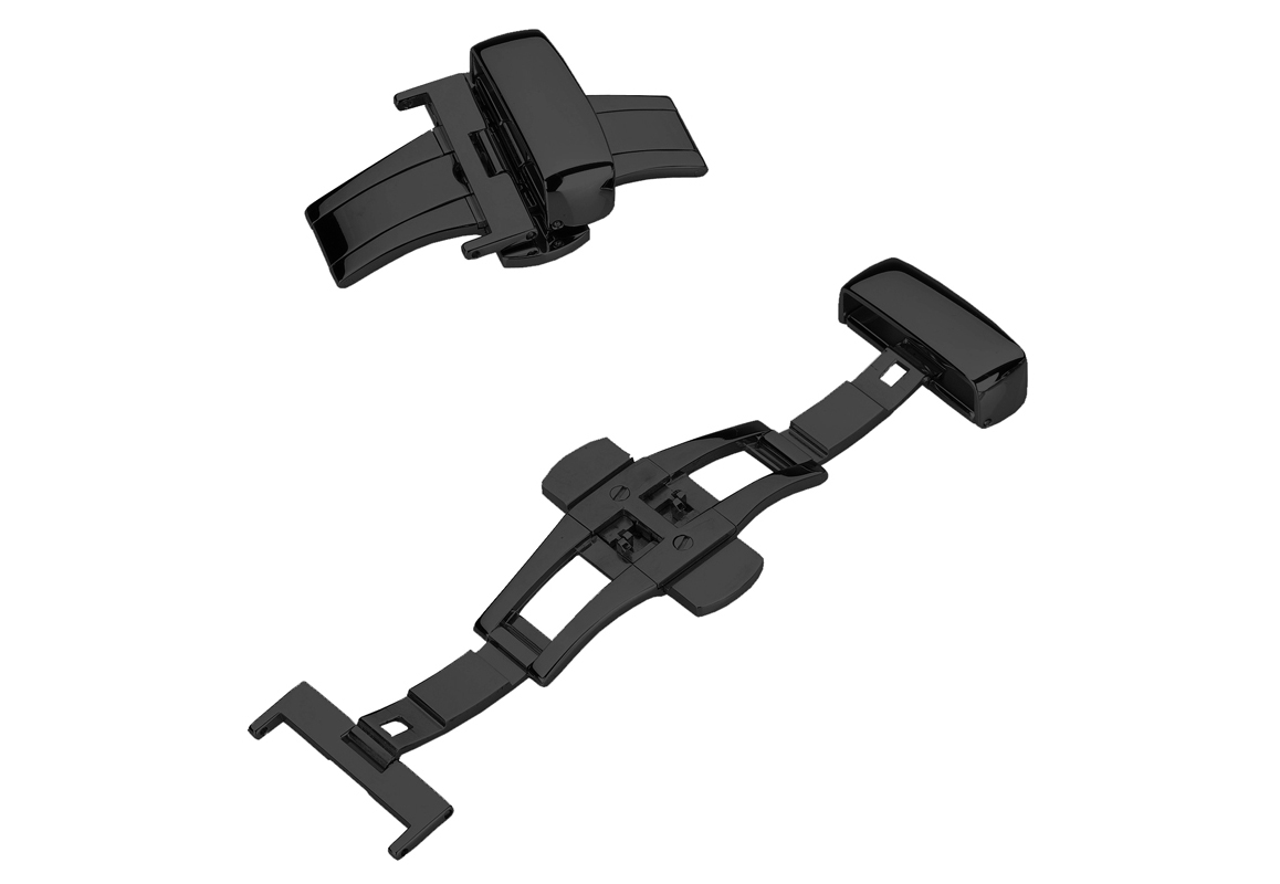 Butterfly clasp 22mm black with pushers