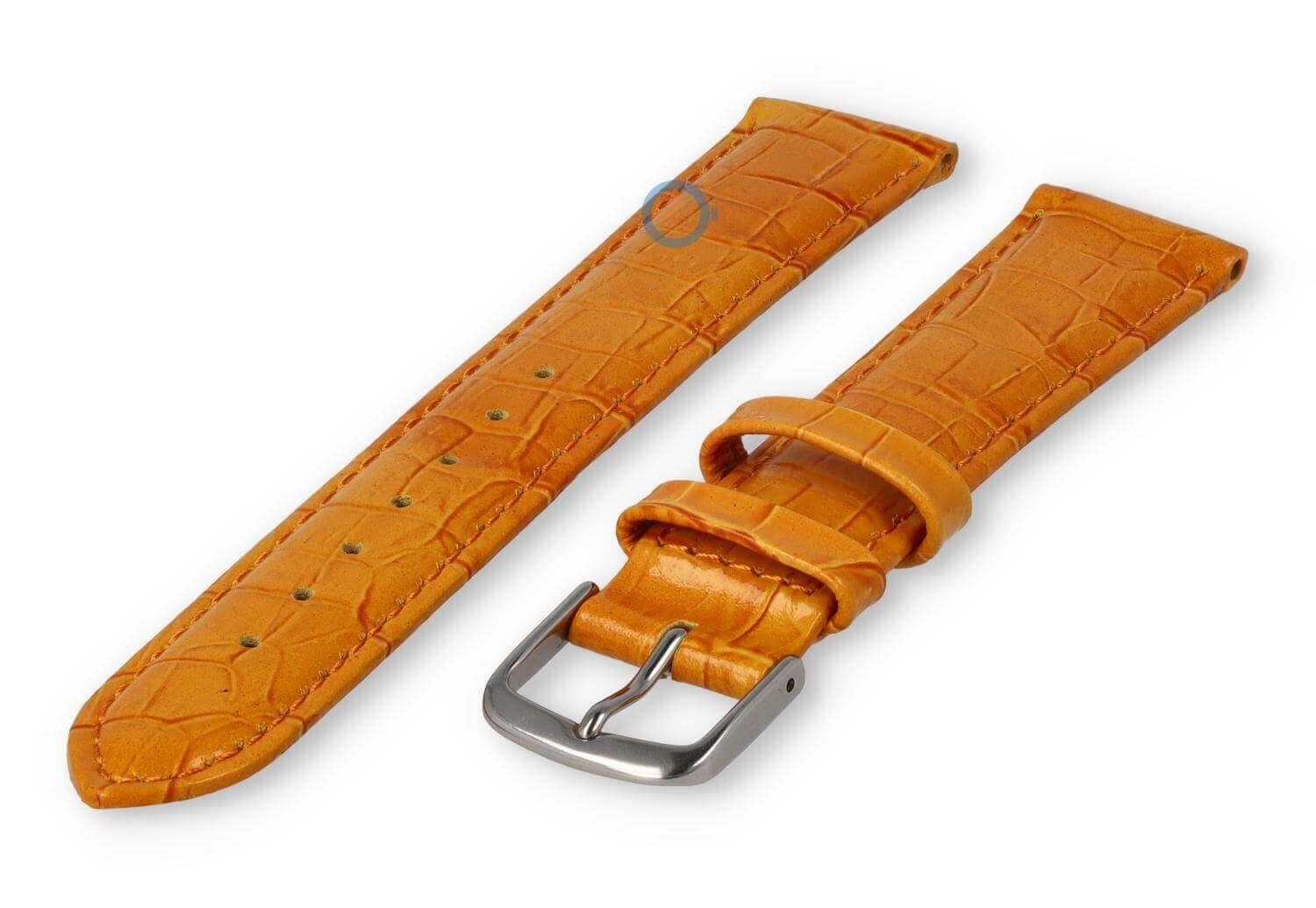 croc-print leather strap - 18mm - apricot