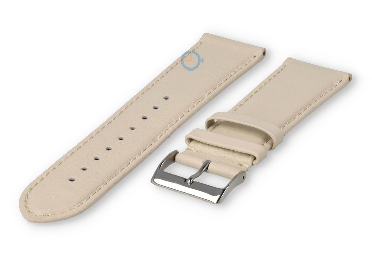 22mm watch strap smooth leather - cream-coloured