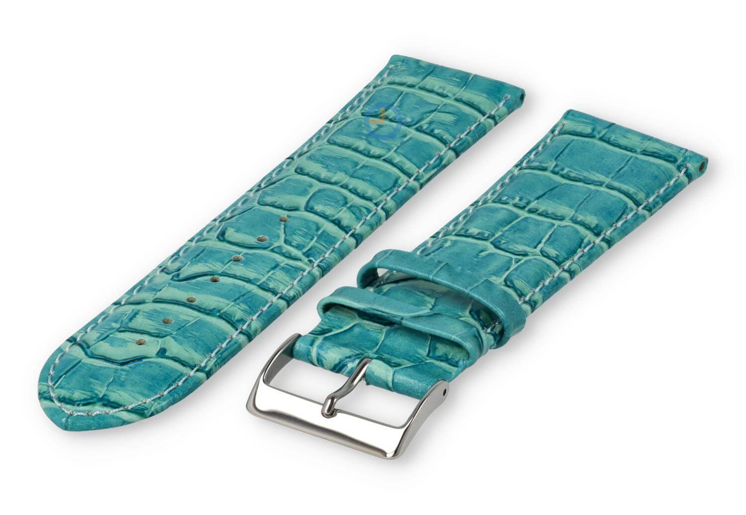 Basic croco watch strap XL - 24mm - turquoise