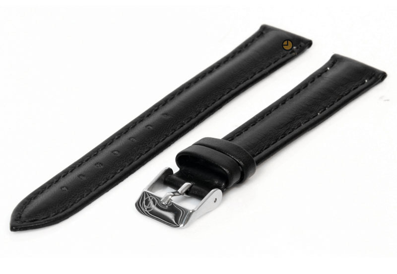 Watchstrap 16mm black calf leather