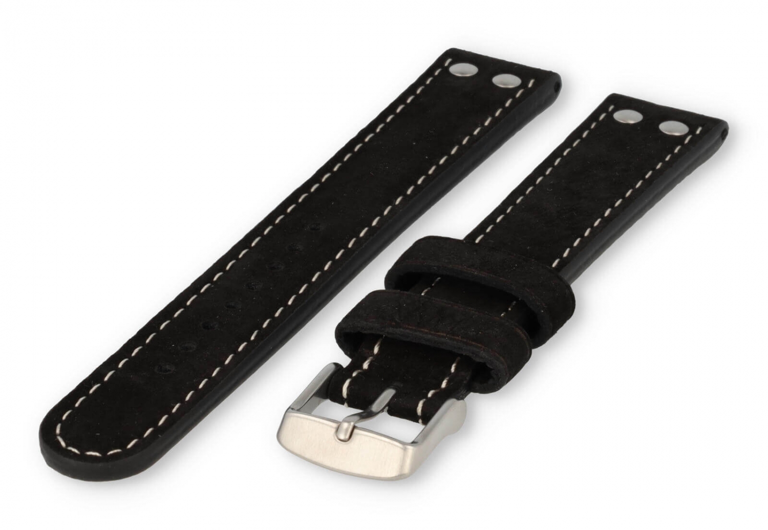 Flieger XL watch band 20mm black leather