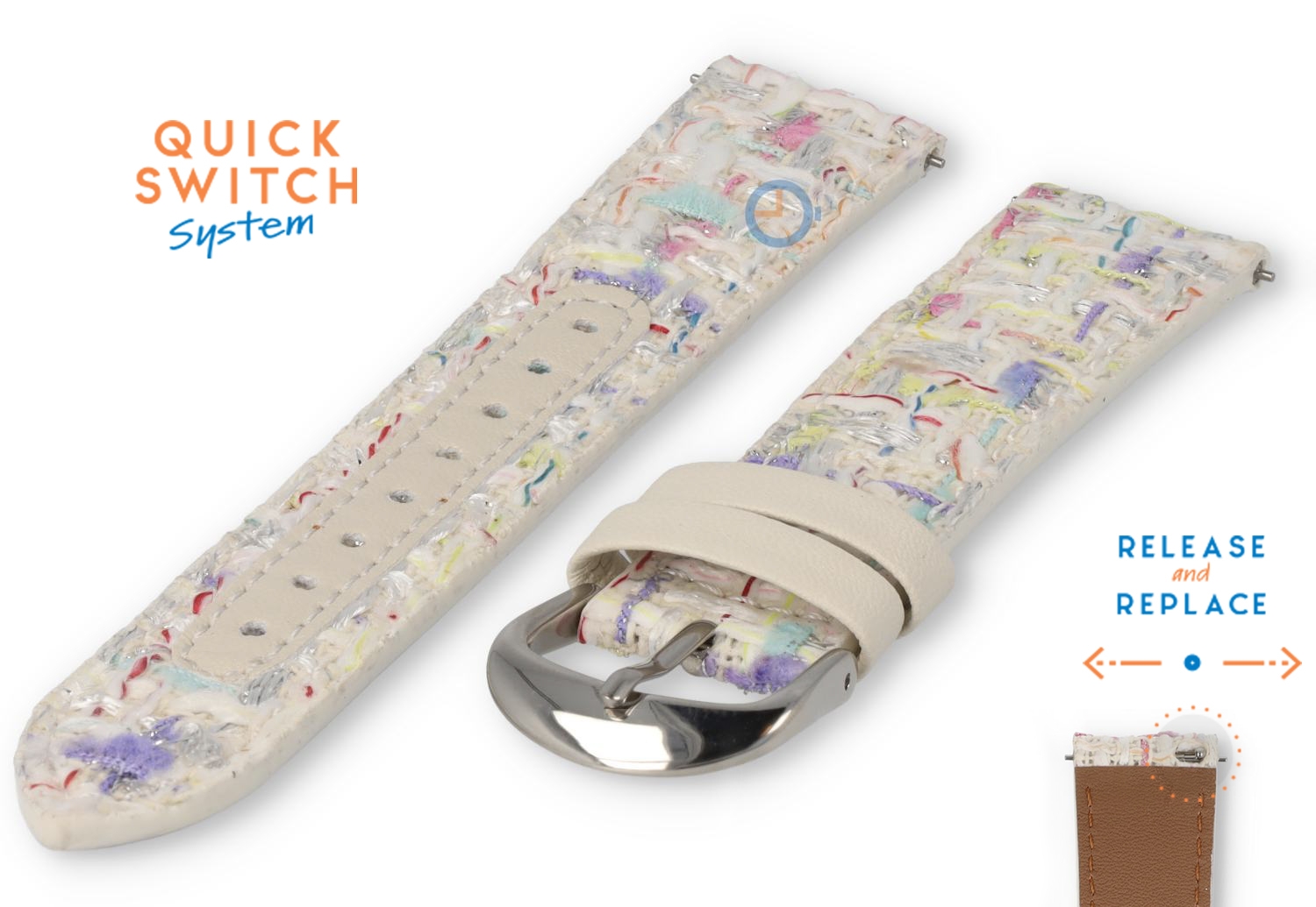 20mm fabric watch strap - crazy white