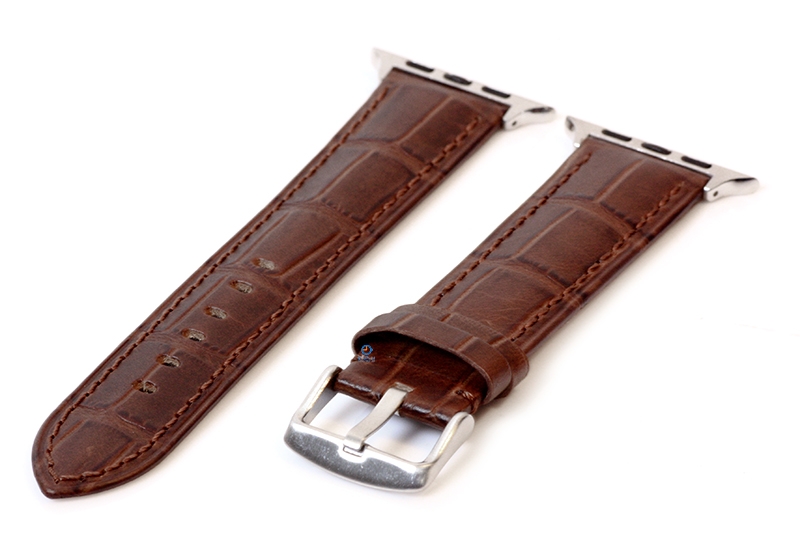 Apple Watch strap croco leather brown - 44/45/46/49mm