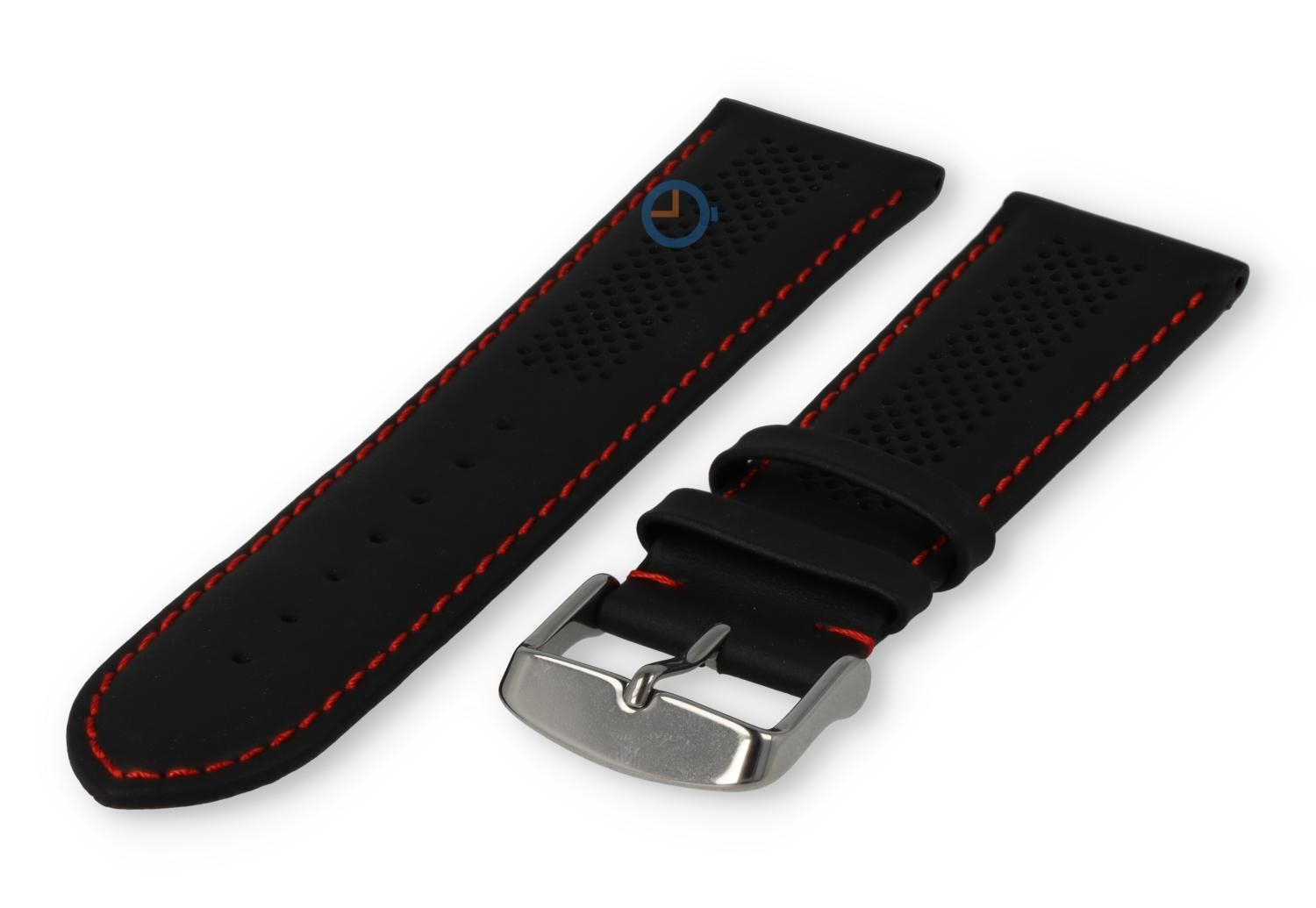 24mm hybrid strap - black with red