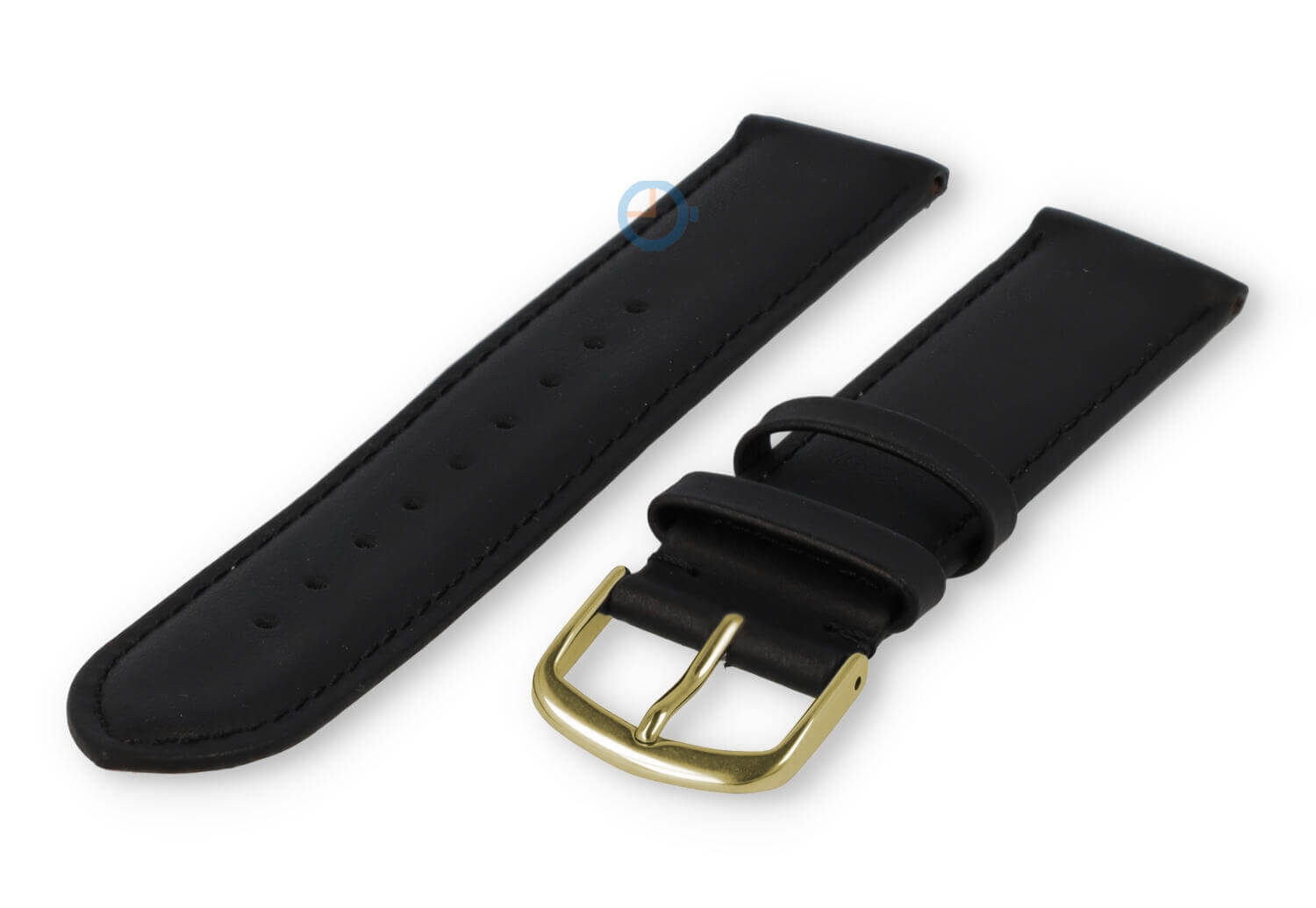 18mm watch strap smooth leather - black/gold
