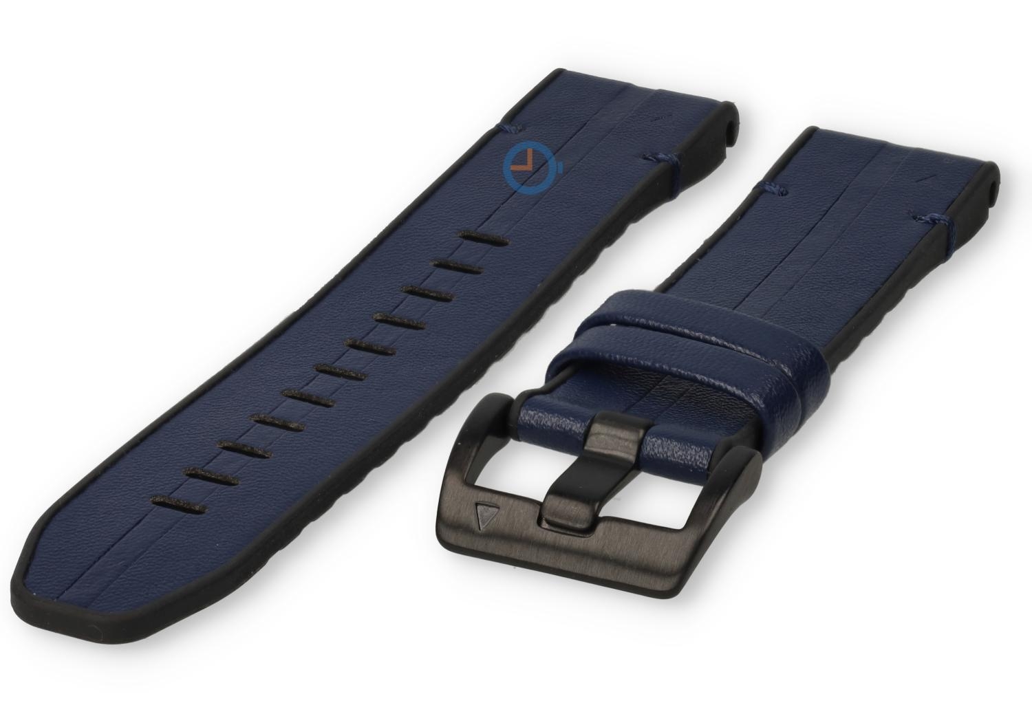 Hybrid strap - silicone/leather - 26mm - blue