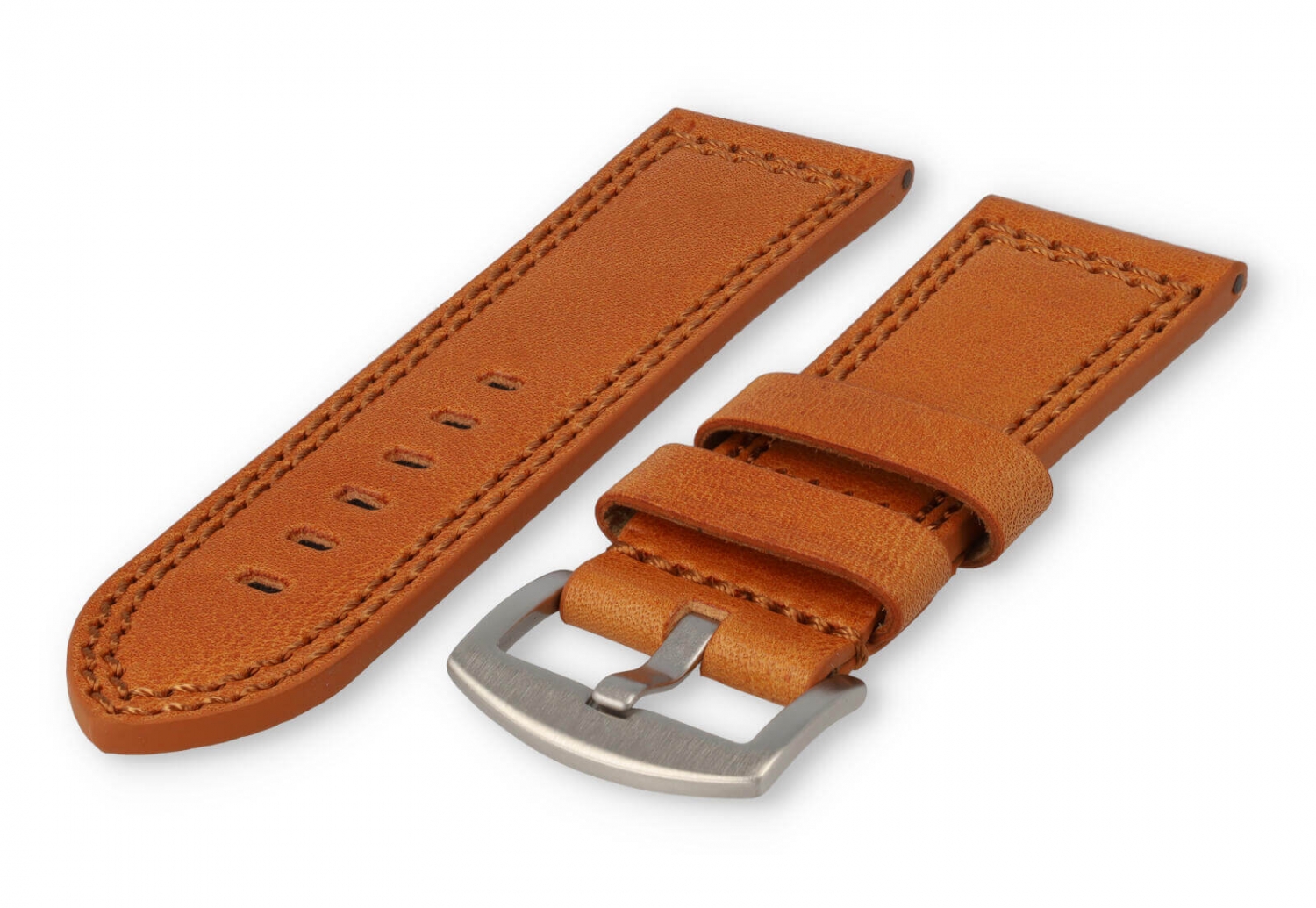 Robust leather watch band 28mm cognacbrown leather
