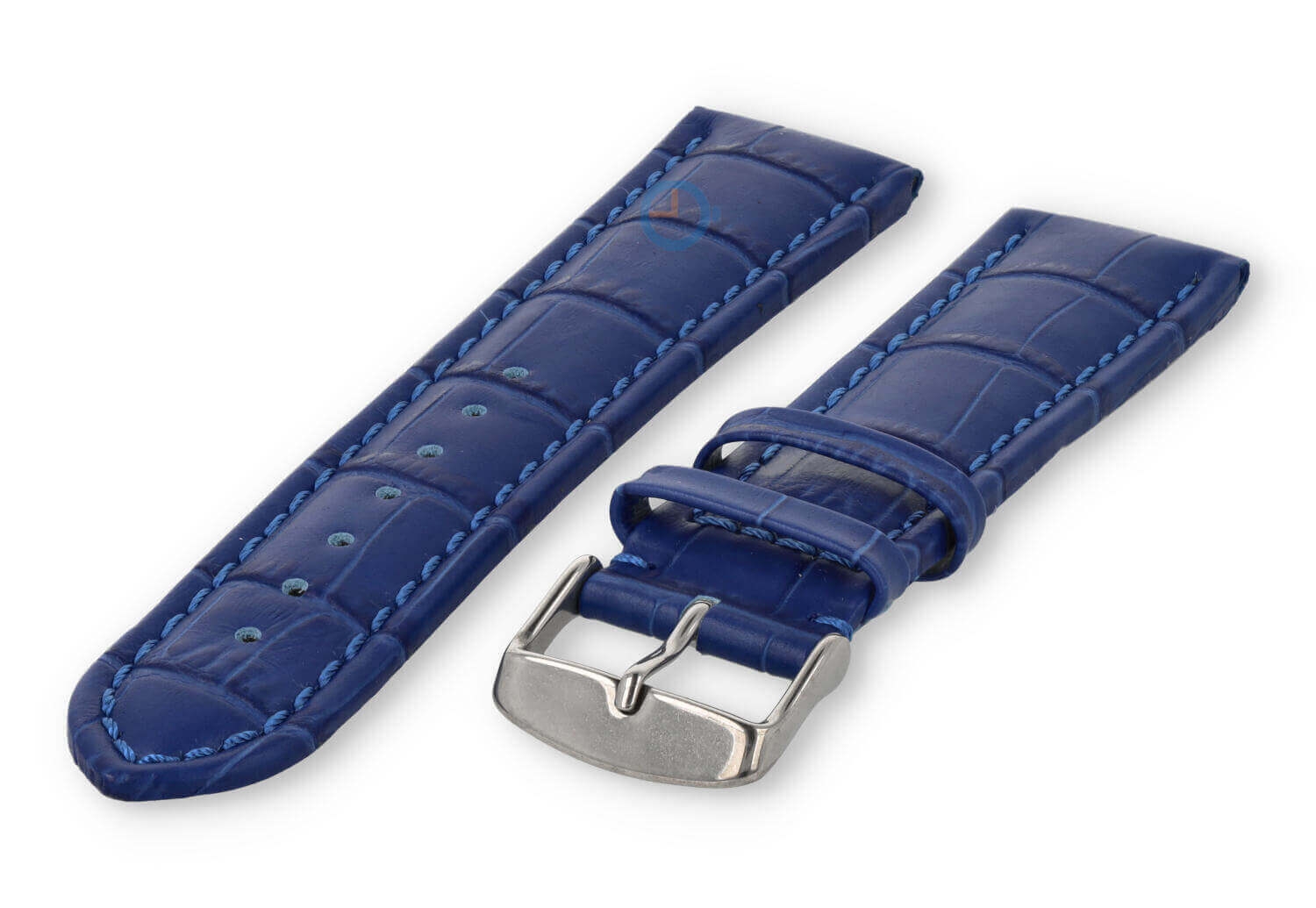 Strong calfskin watch strap - 24mm - royal blue