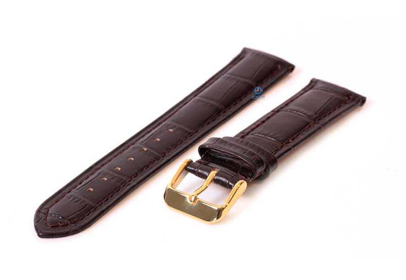 Watchstrap 20mm croco leather darkbrown