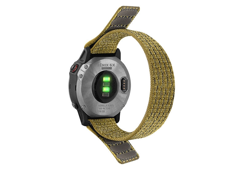 Garmin Fenix 5/6/7 horlogeband met klittenband - Khakigroen