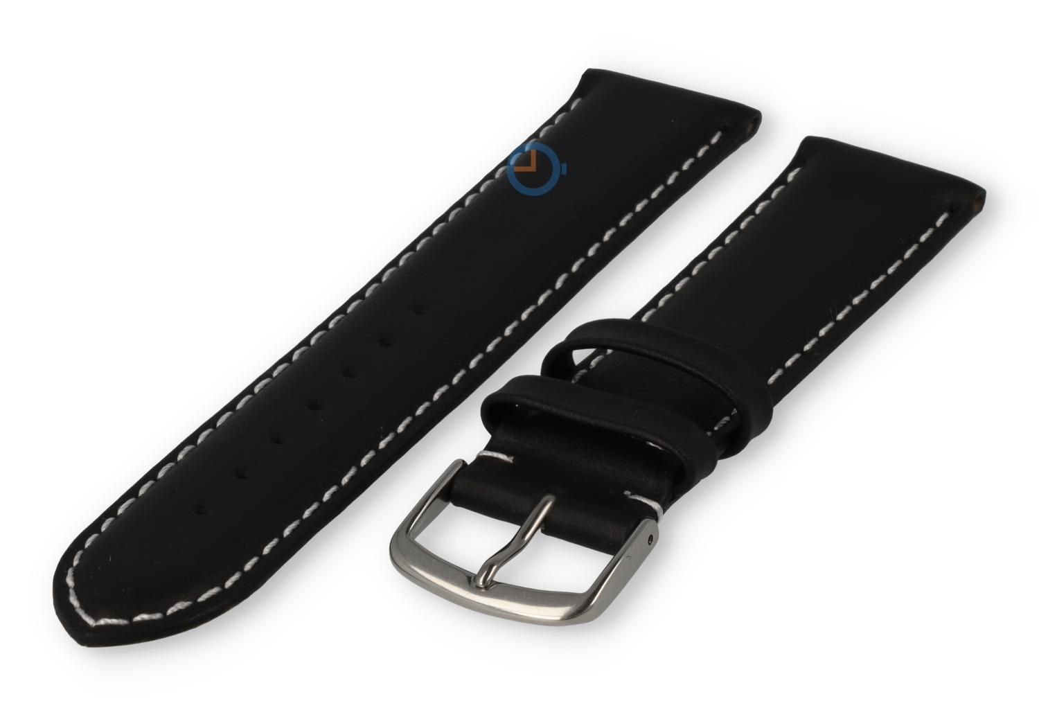 Odd-size leather watch strap - 21mm - black