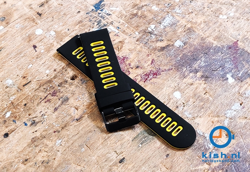 Siliconen horlogeband 22mm - zwart/geel