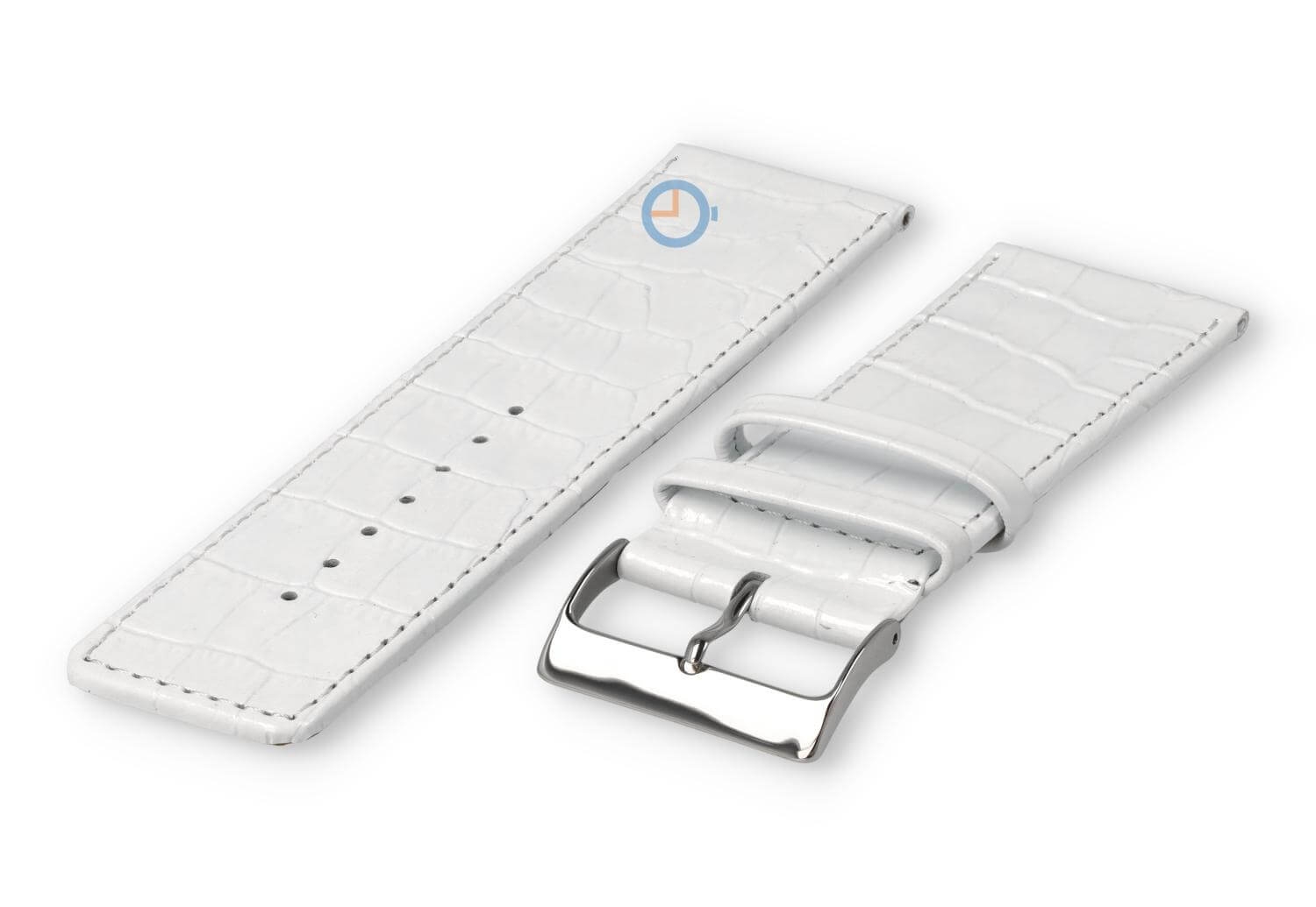 Calfskin strap with croco-relief - 28mm - white