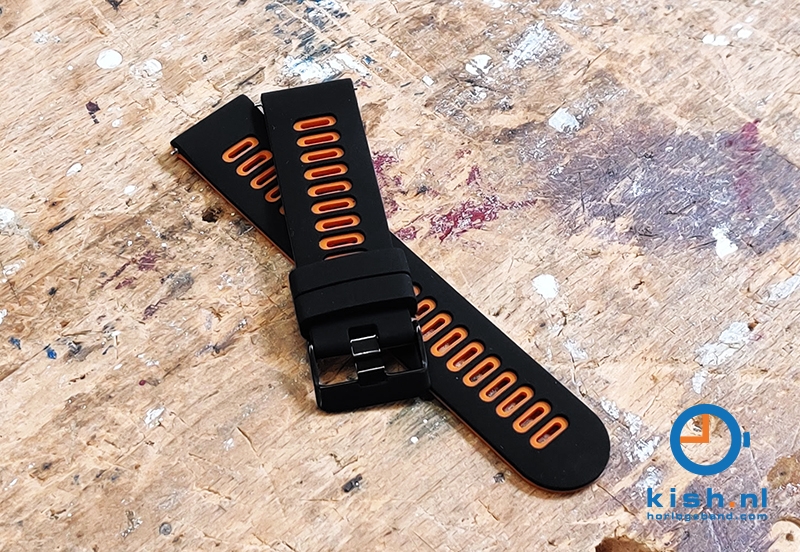 20mm siliconen horlogeband - zwart/oranje