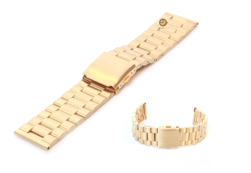 Watchstrap 23mm stainless steel matt gold