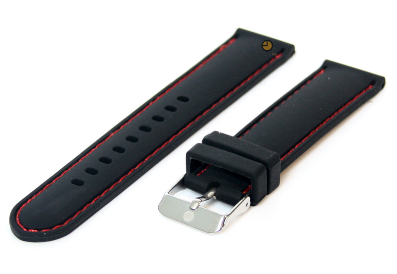Watchstrap 20mm black-red silicone