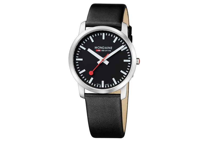 Mondaine 22mm watchstrap black polished