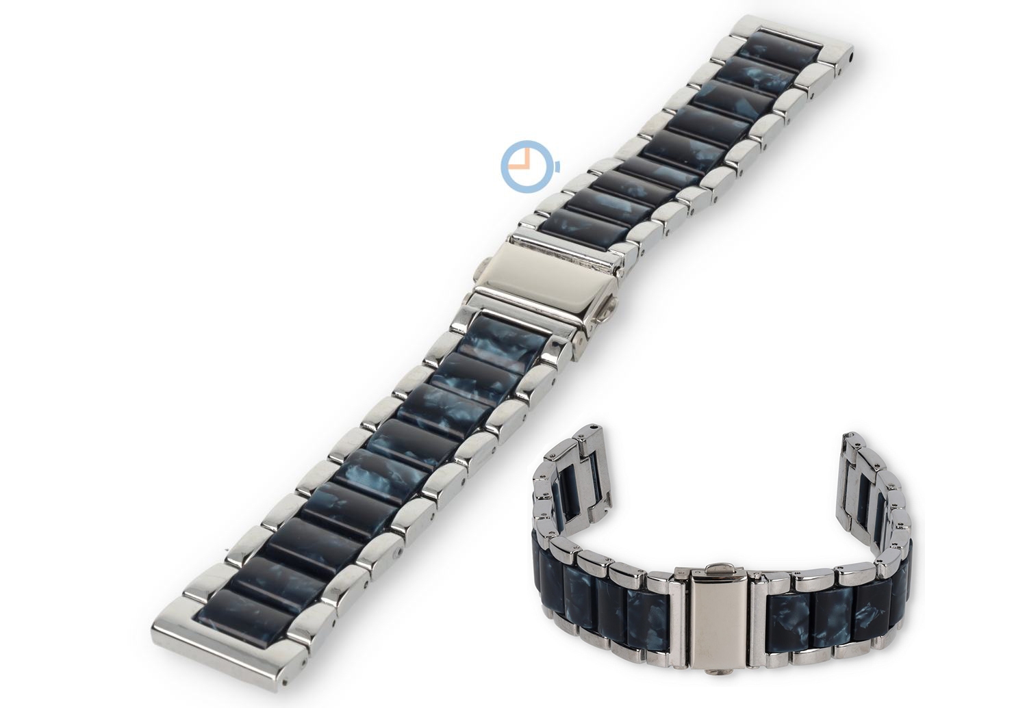 20mm marble steel strap with resin - silver/blue