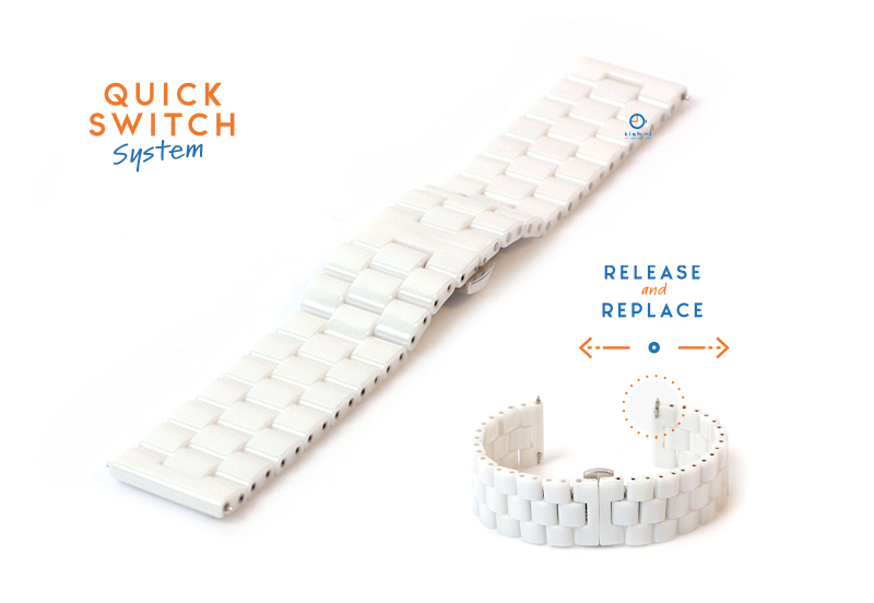 Watchstrap 22mm ceramic white
