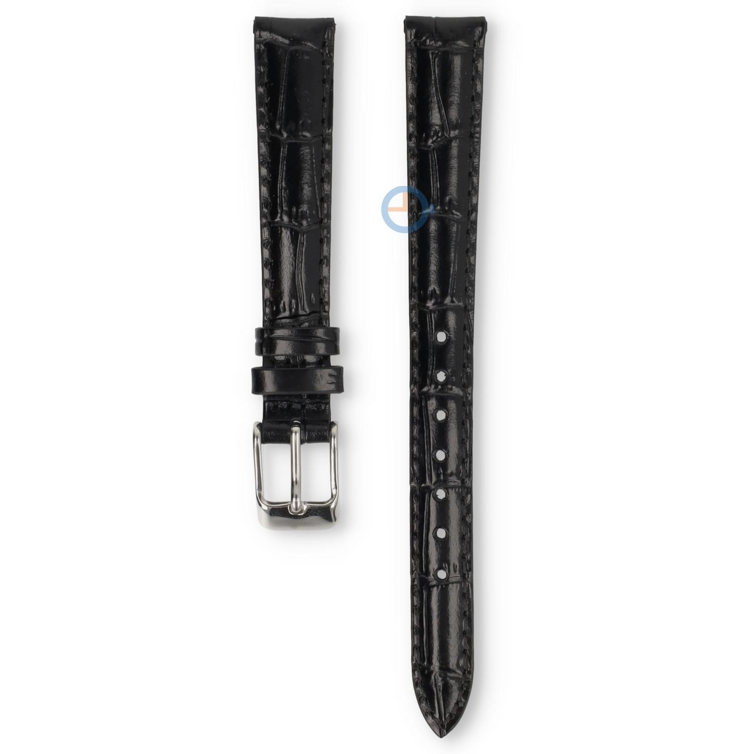 Universal 12mm black leather watch strap - Lorus