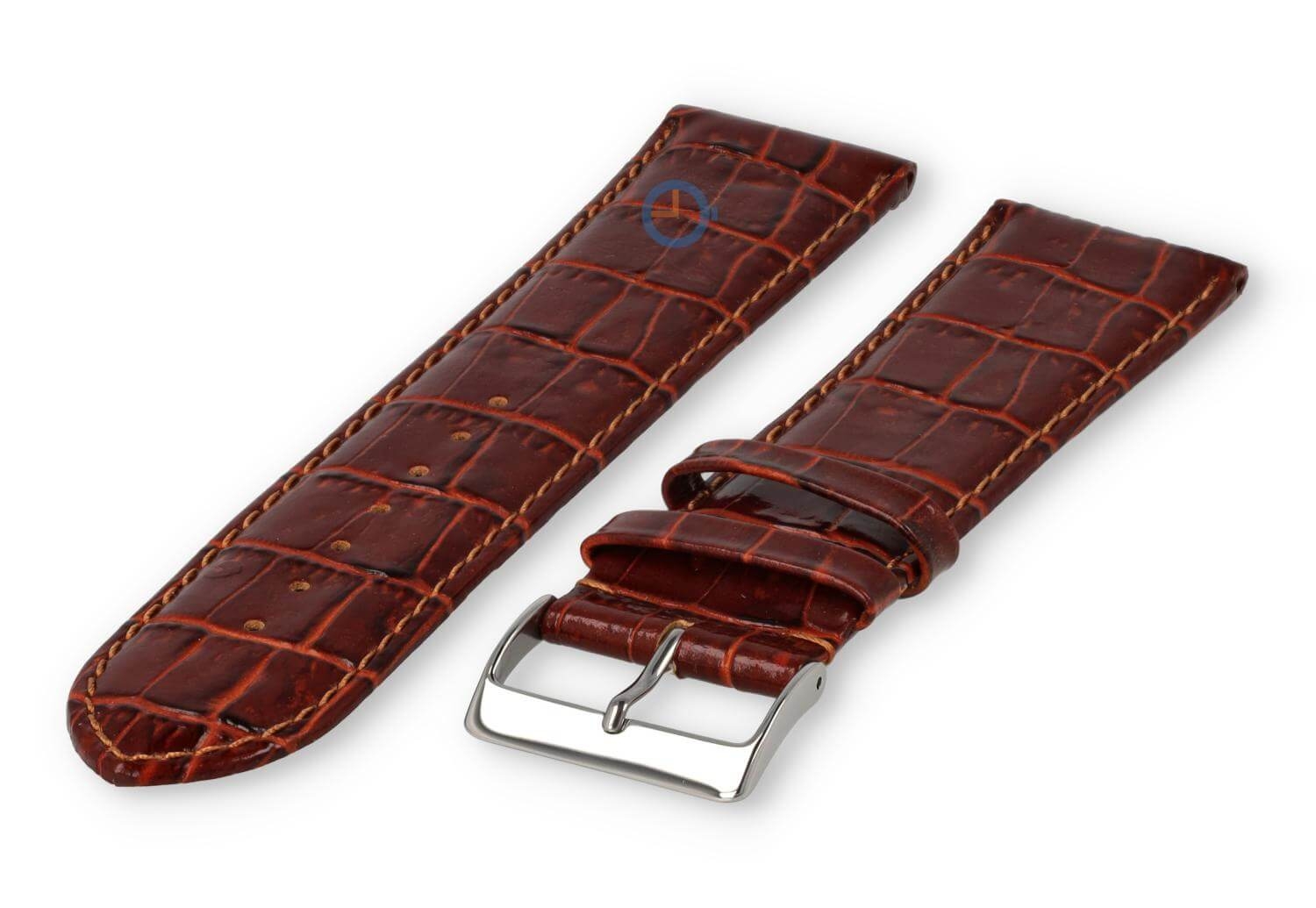 Basic croco watch strap XL - 24mm - rust-brown