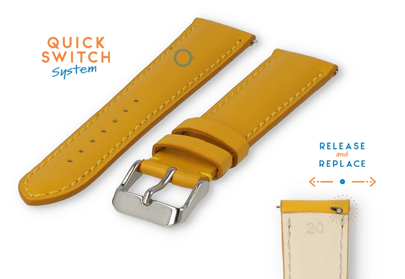 Watchstrap 20mm yellow calf leather