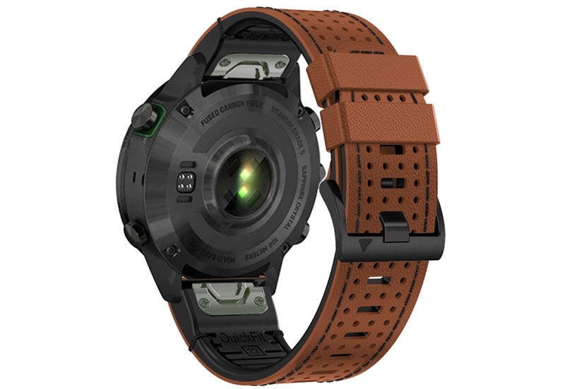 Premium 26mm strap - leather/silicone - cognac/black