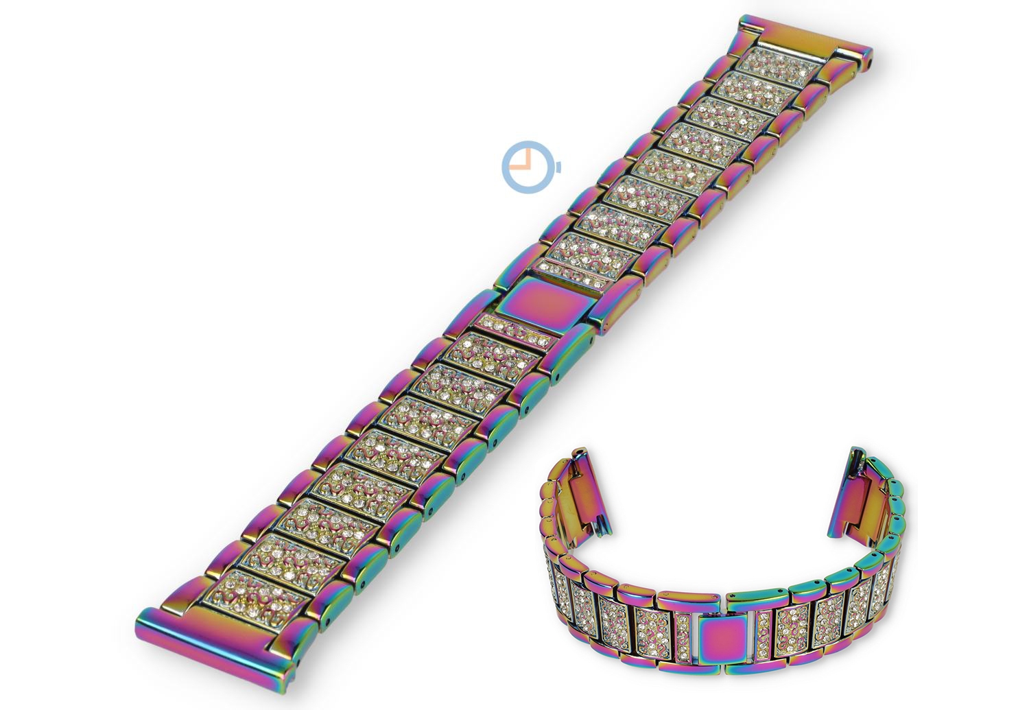 Pav? steel watch bracelet - 22mm - multicolor