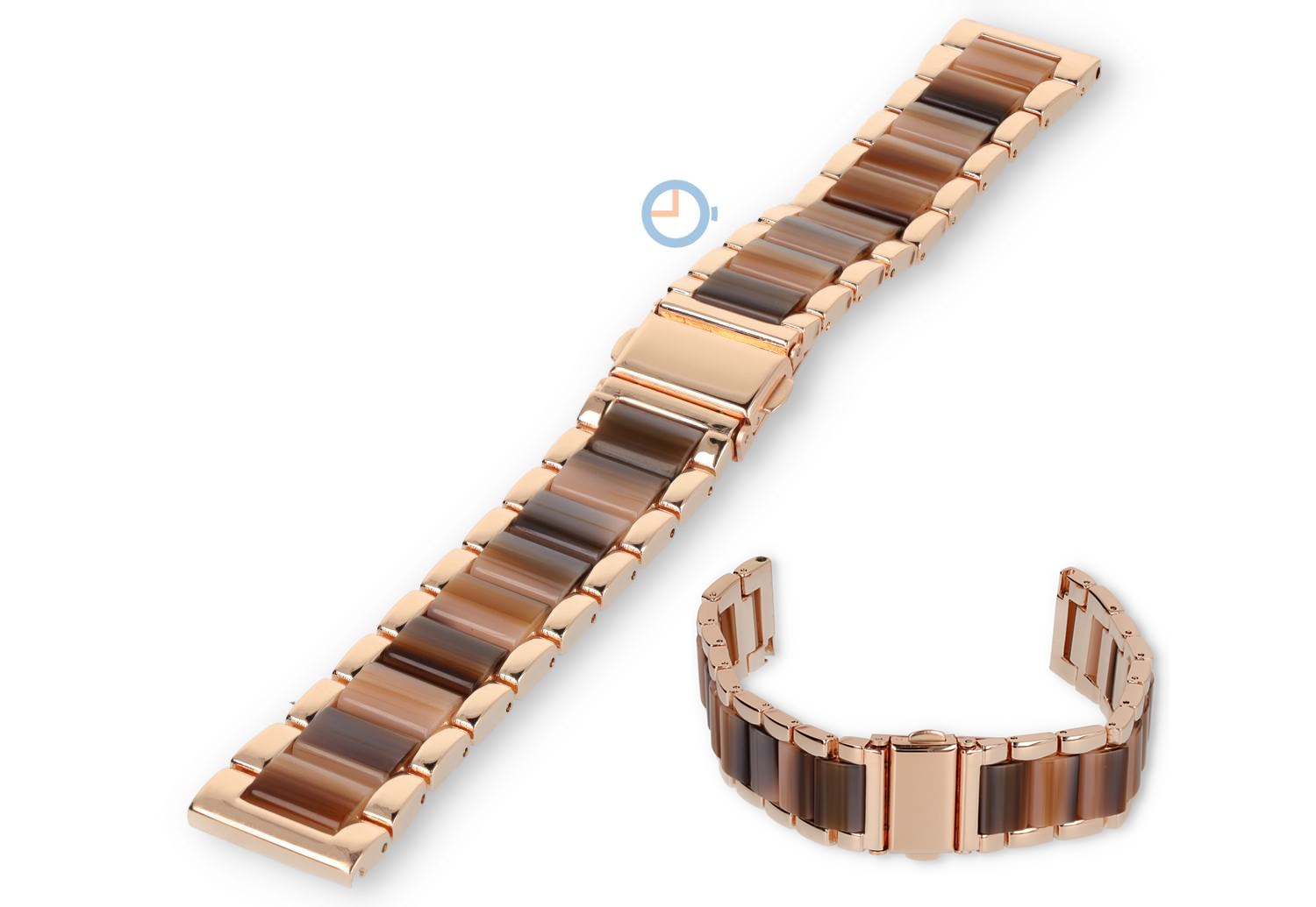 20mm marble steel strap with resin - rosegold/brown