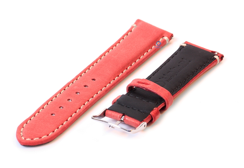 Horlogeband 22mm rood kalfsleer - Quick Switch