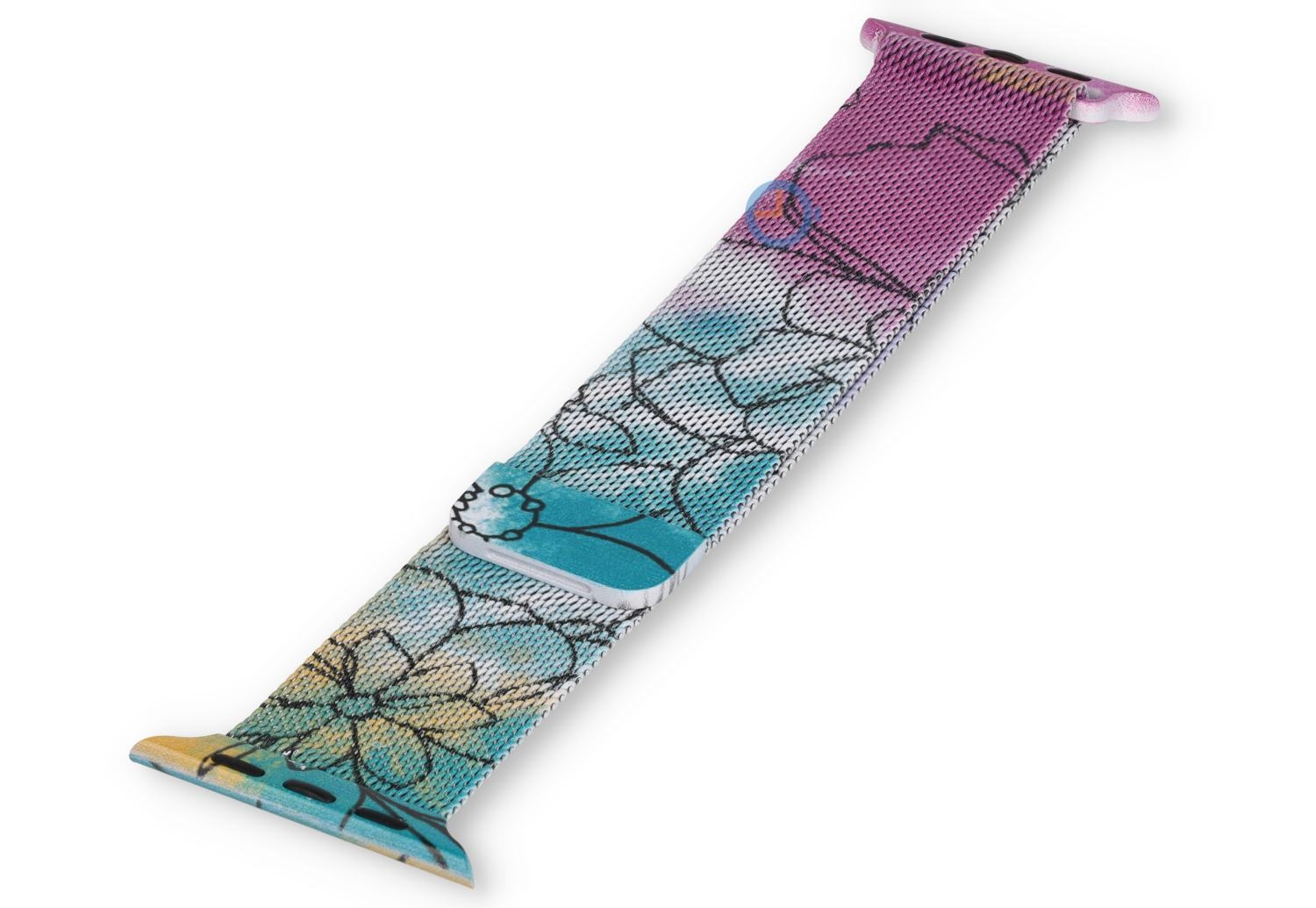 Mesh Apple watch strap - 45 - floral blue