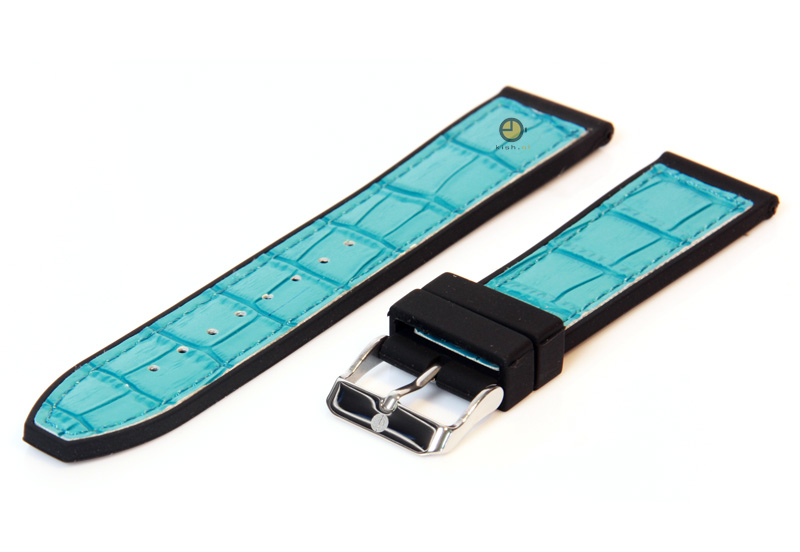 Watchstrap 22mm black-blue rubber