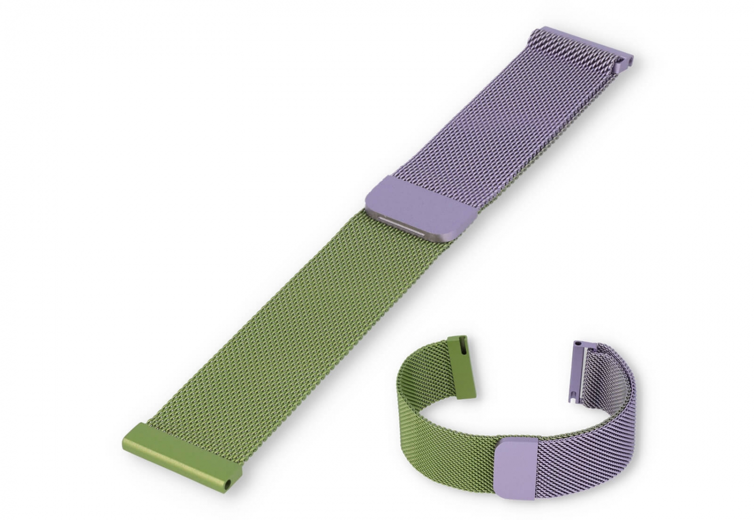 Mesh 22mm watch strap - lilac/green