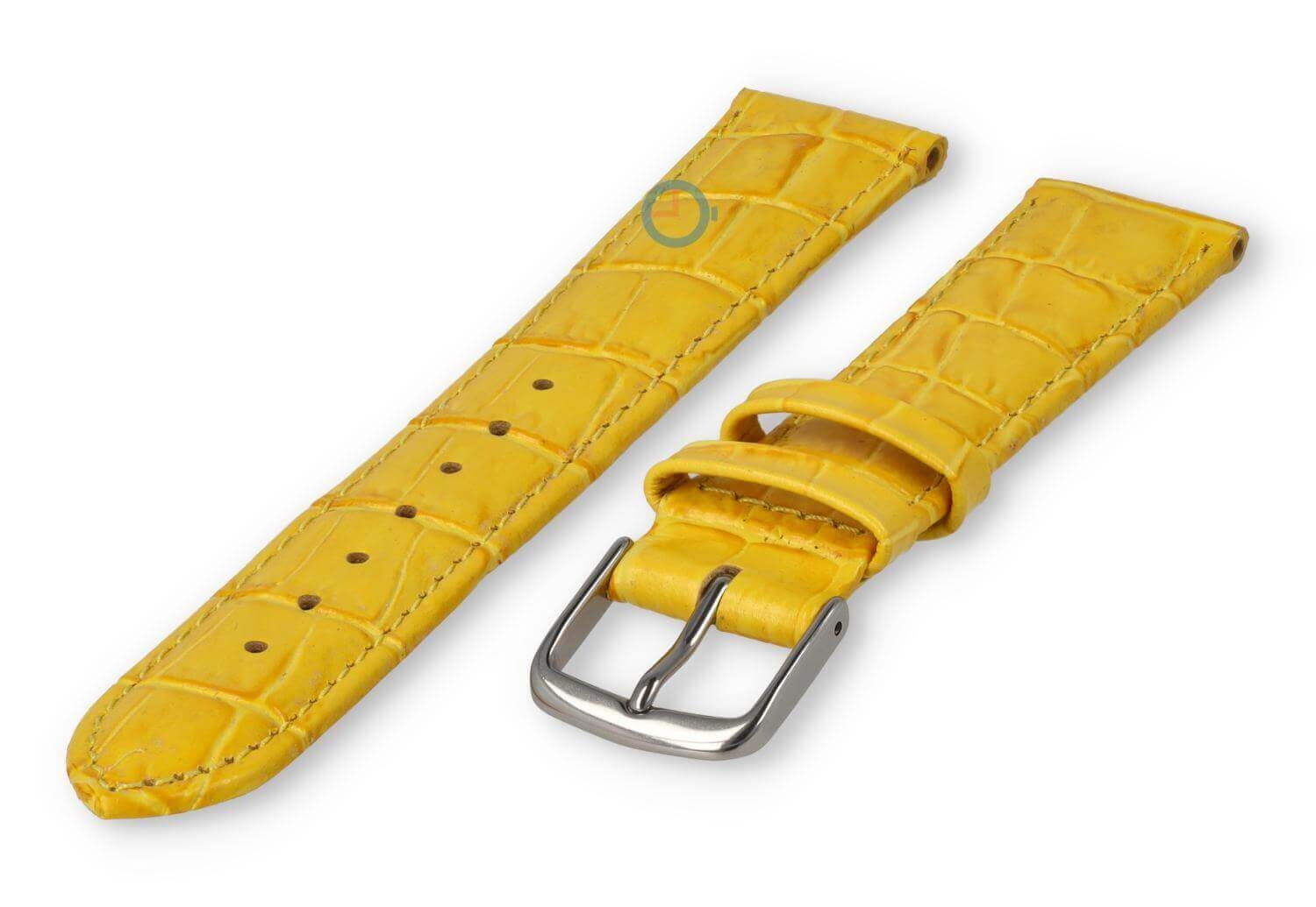 Leather watch strap croco - 20mm - yellow