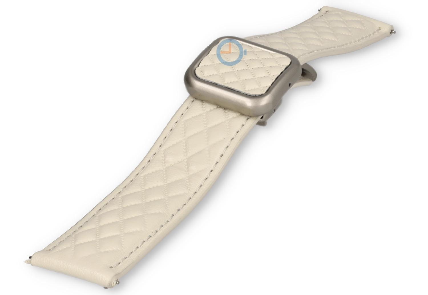 Luxury magnetic watch strap - 20mm leather - White