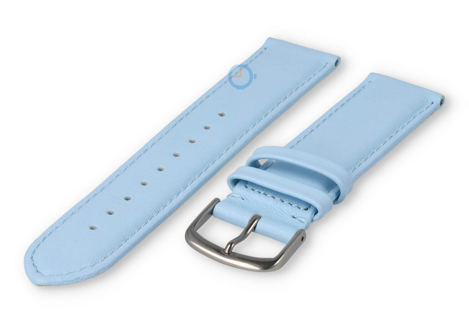 20mm watch strap smooth leather - ice blue