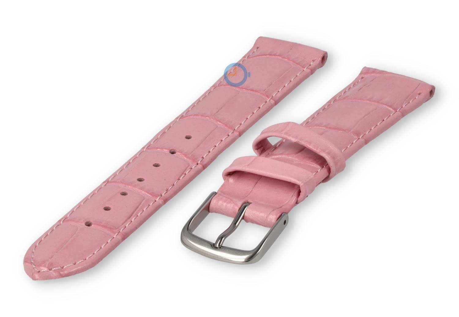Leather strap with frizzled print - 16mm - pink