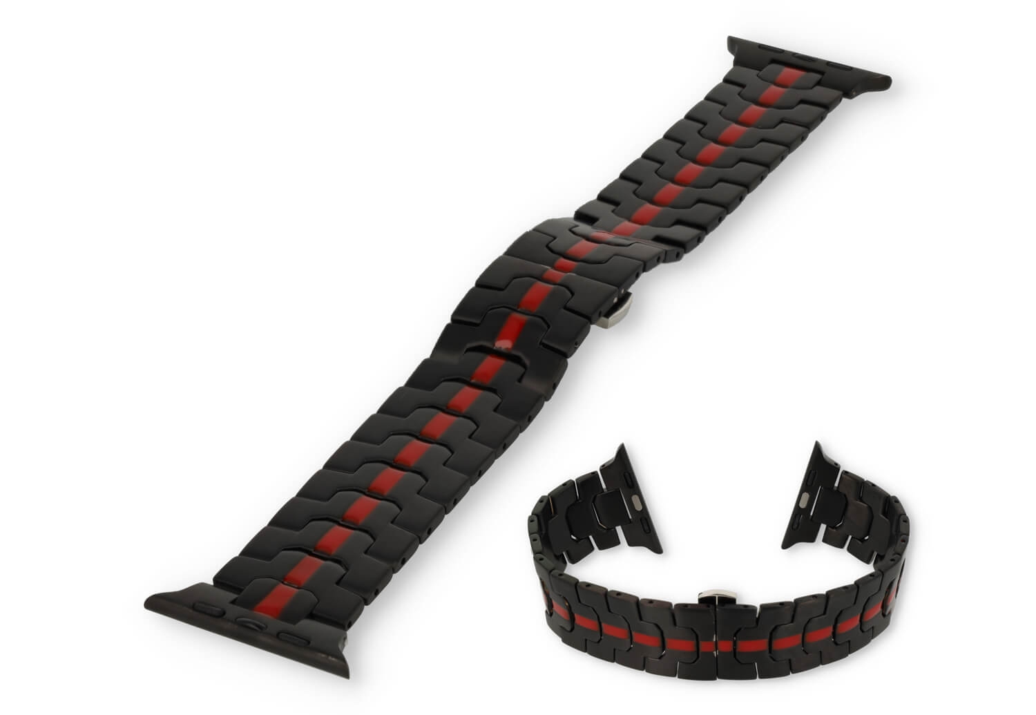 Apple watch 44/45/46/49mm band steel - black/red