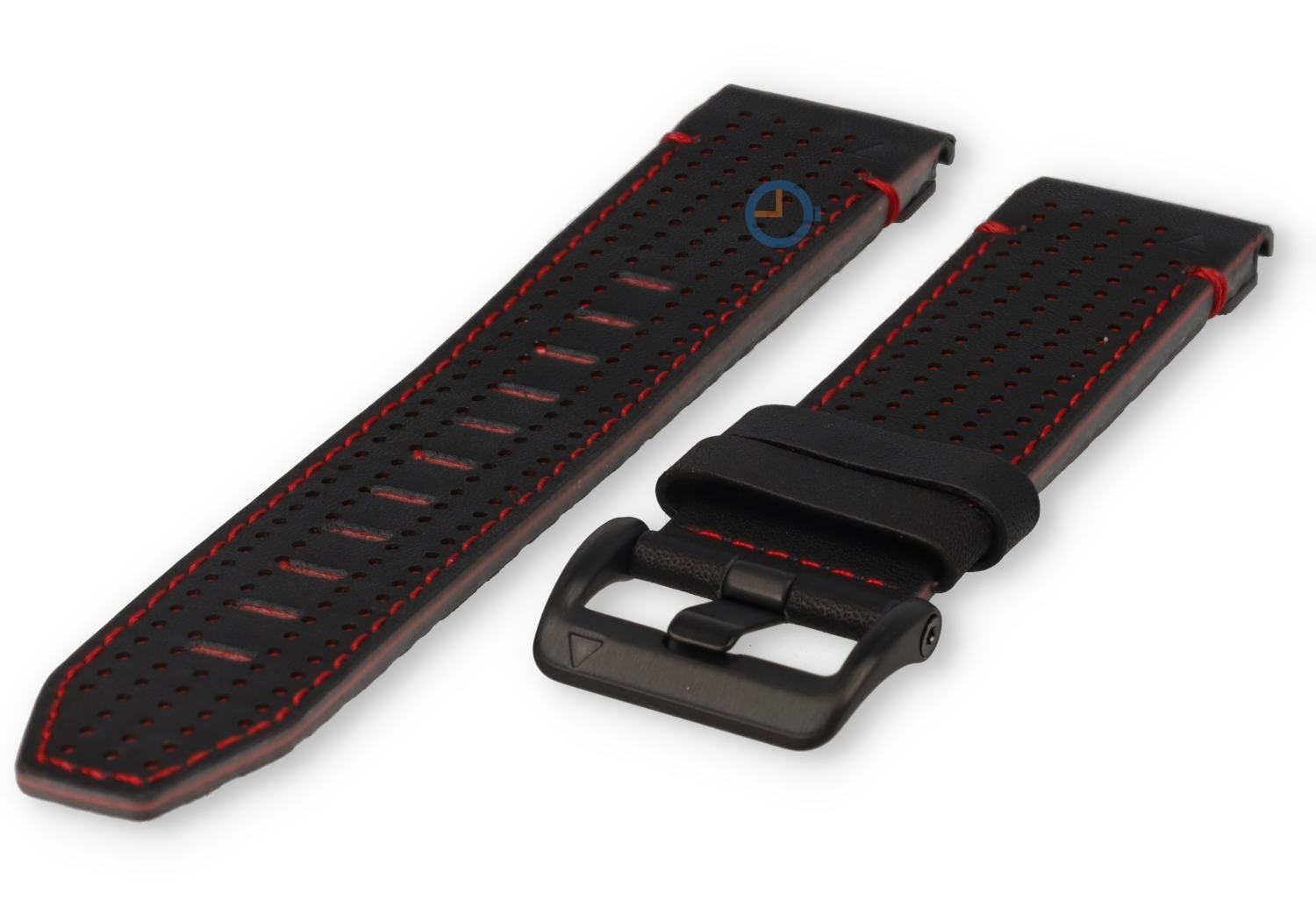 Premium leather band Garmin Fenix 7 - 22mm (black/red)